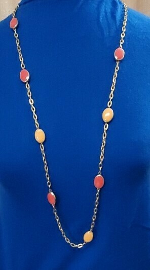 LOFT Shades of Orange Gold Chain Necklace #122