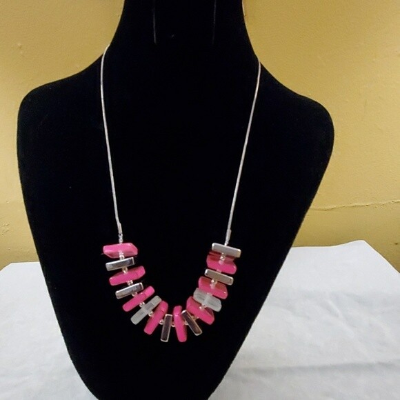 LOFT Pink Square Cluster Necklace #86