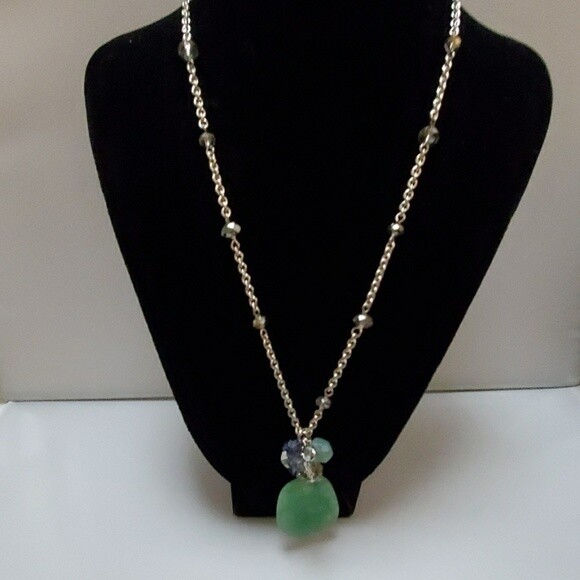 LOFT Silver Chain Green Stone Pendant #52
