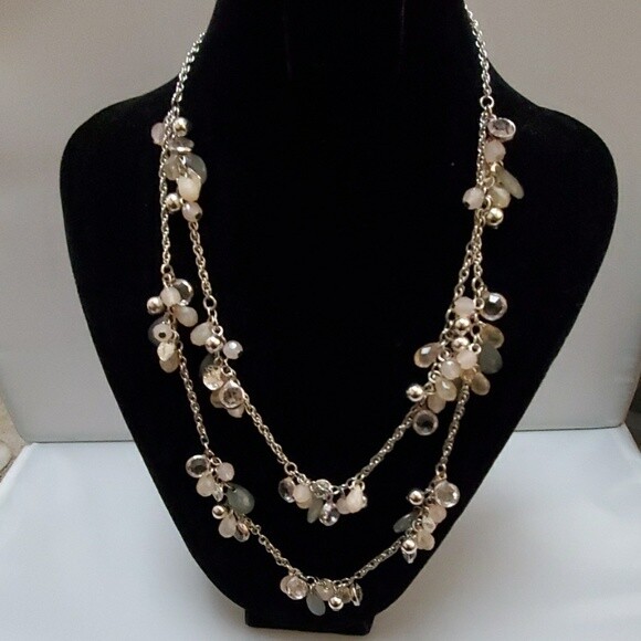 LOFT Peach/Grey 2-tier Dangle Necklace #18