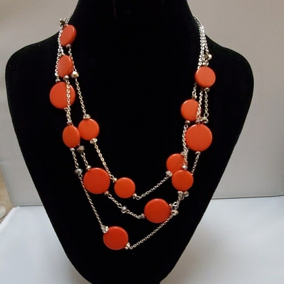 LOFT Orange 3-tier Necklace #8