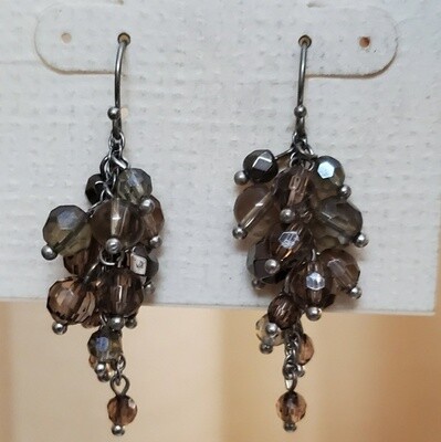 Ann Taylor Grey Cluster Bead Earrings #496