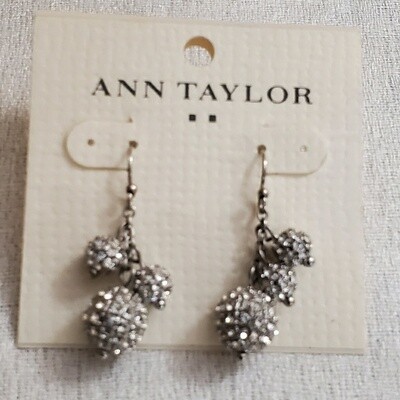 Ann Taylor Dangle Rhinestone Ball Earrings #474