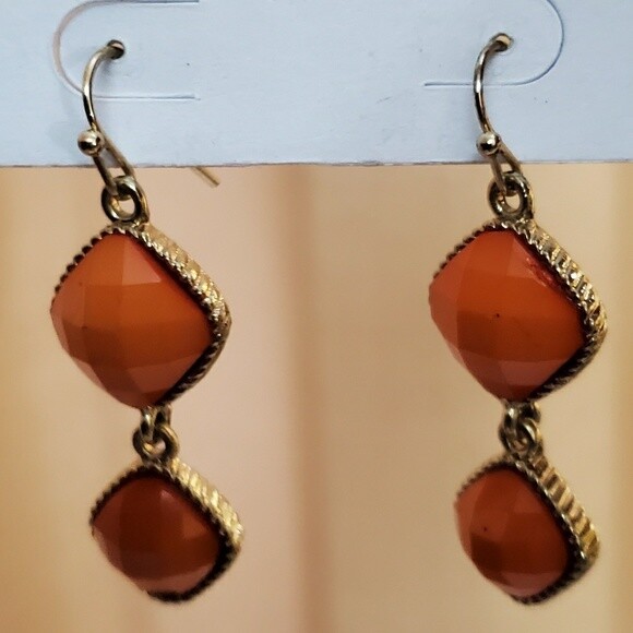 LOFT Orange Bead Earrings #488