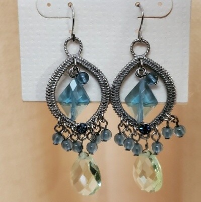 Ann Taylor Silver Blue Bead Earrings #486
