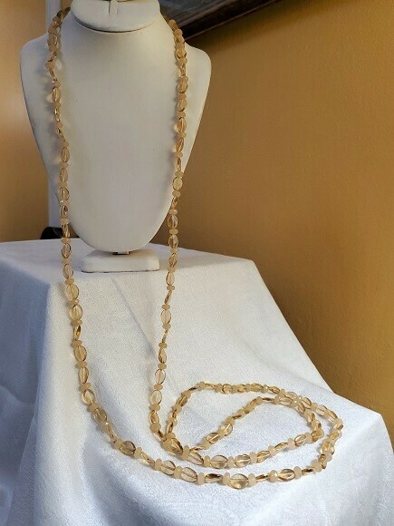 Ann Taylor Taupe Long Bead Necklace #778