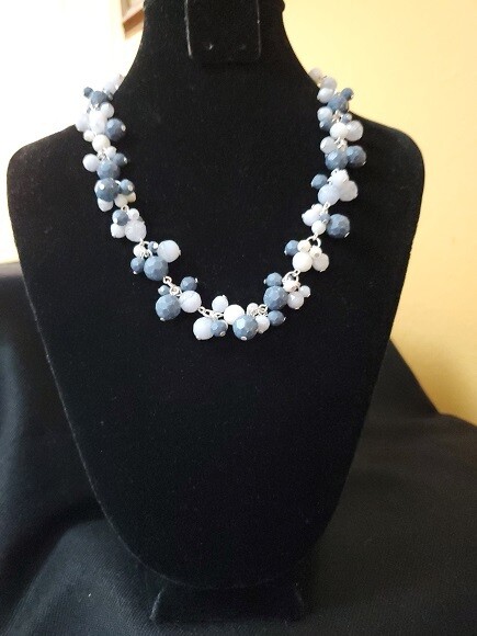 Shades of Blue Cluster Bead Necklace #782