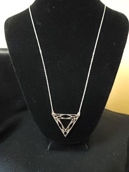 Goldtone Delicate Triangle Pendant Necklace #788