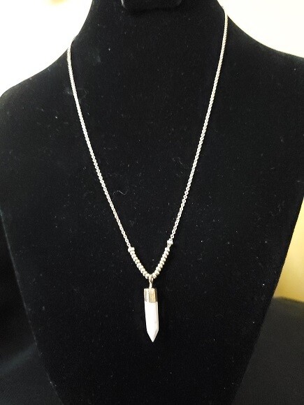 Goldtone Fine Chain White Pendant Necklace #790