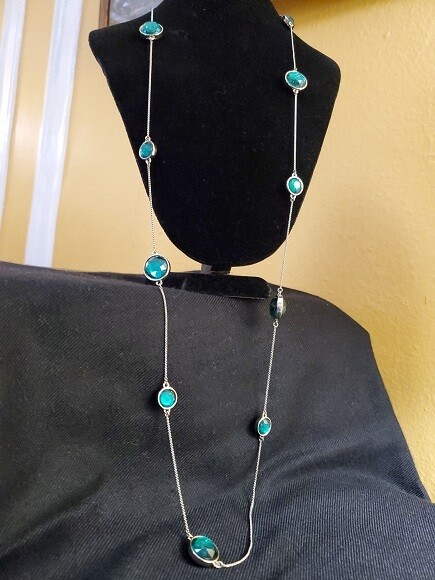 LOFT Emerald Green Stone Delicate Chain Necklace #797