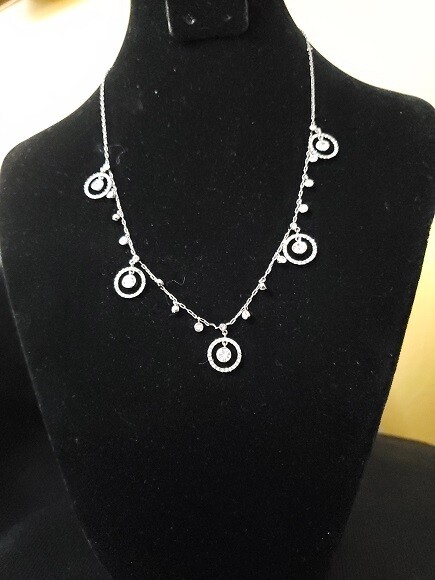 Ann Taylor Delicate Chain Rhinestone Dangle Necklace #810