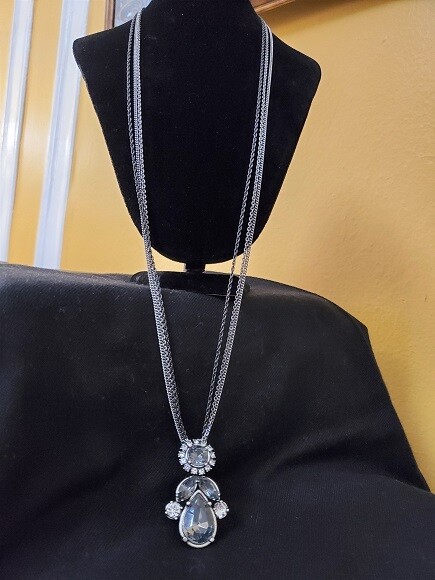 LOFT Multi-strand Rhinestone Pendant Necklace #816
