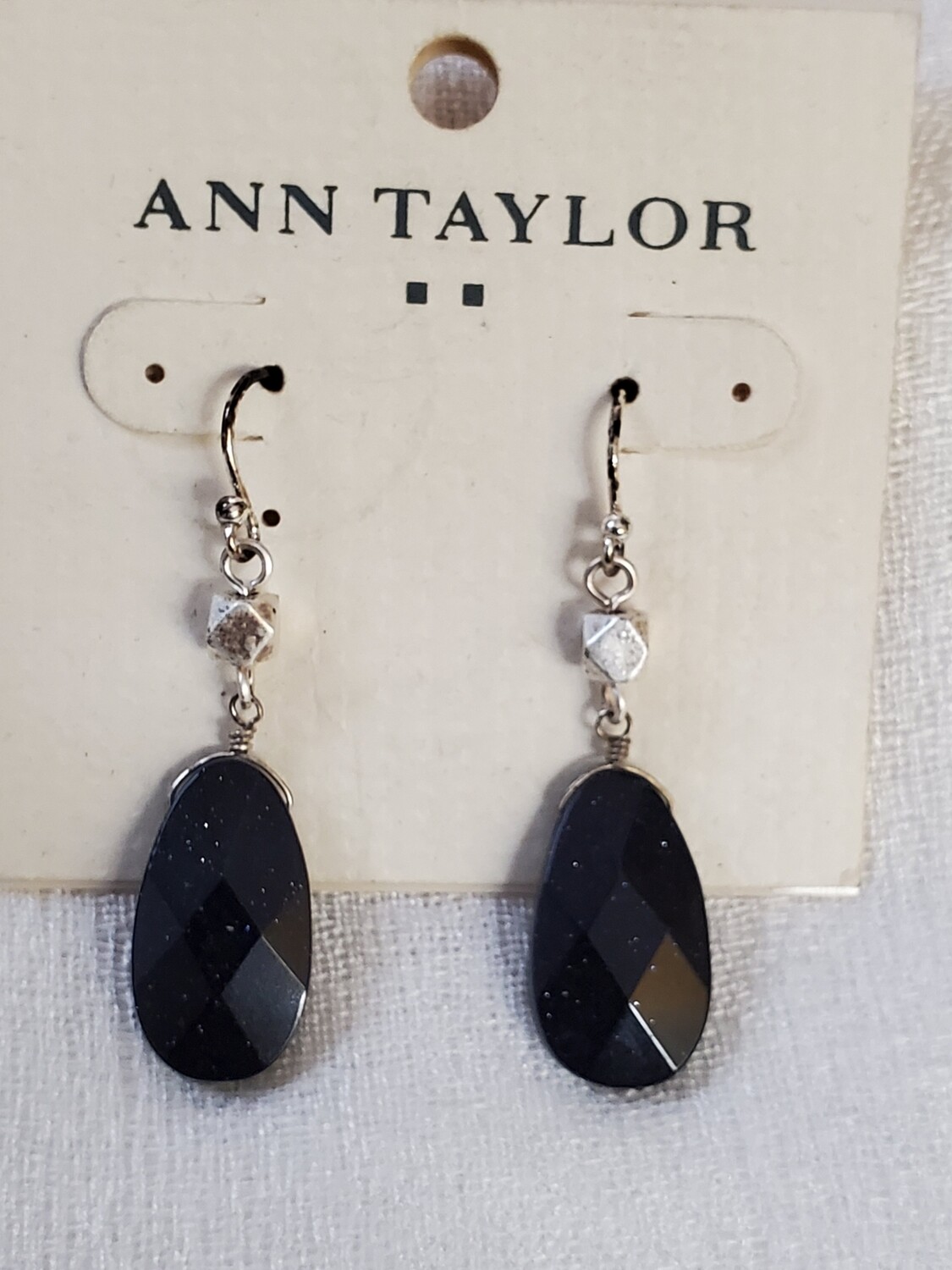 Ann Taylor Black Shimmer Bead Earrings #829