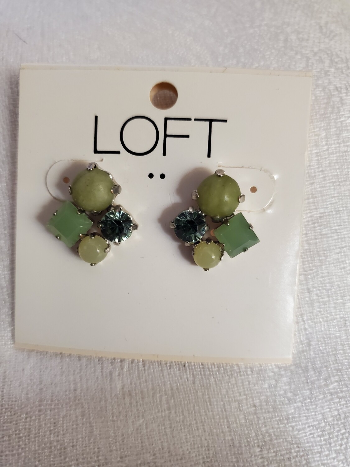 Ann Taylor Green Rhinestone Cluster Earrings #840