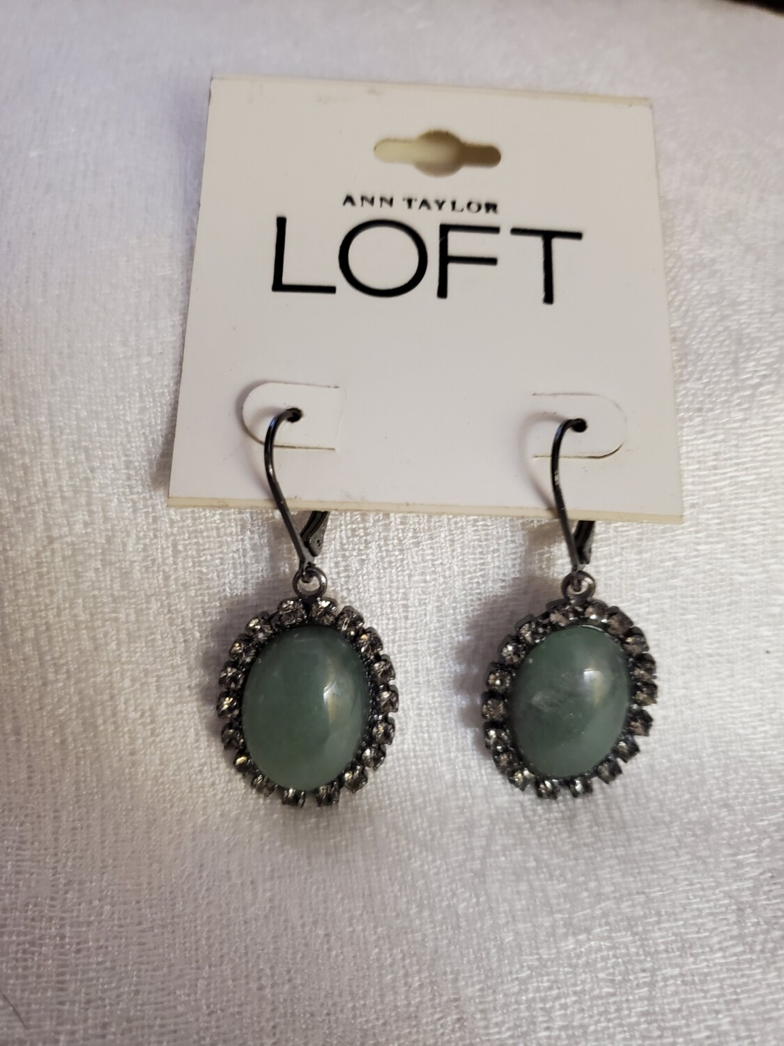 LOFT Rhinestone Dangle Green Earrings #842