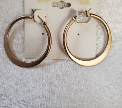 Ann Taylor Brushed Goldtone Hoop Earrings #826