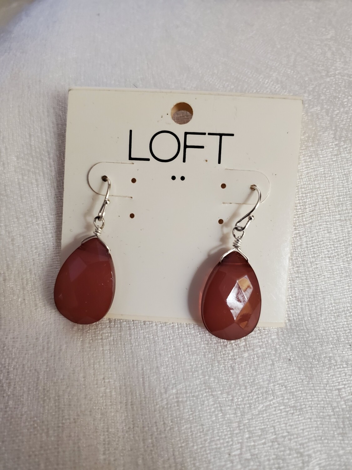 Ann Taylor Mauve Facet Bead Teardrop  Earrings #837