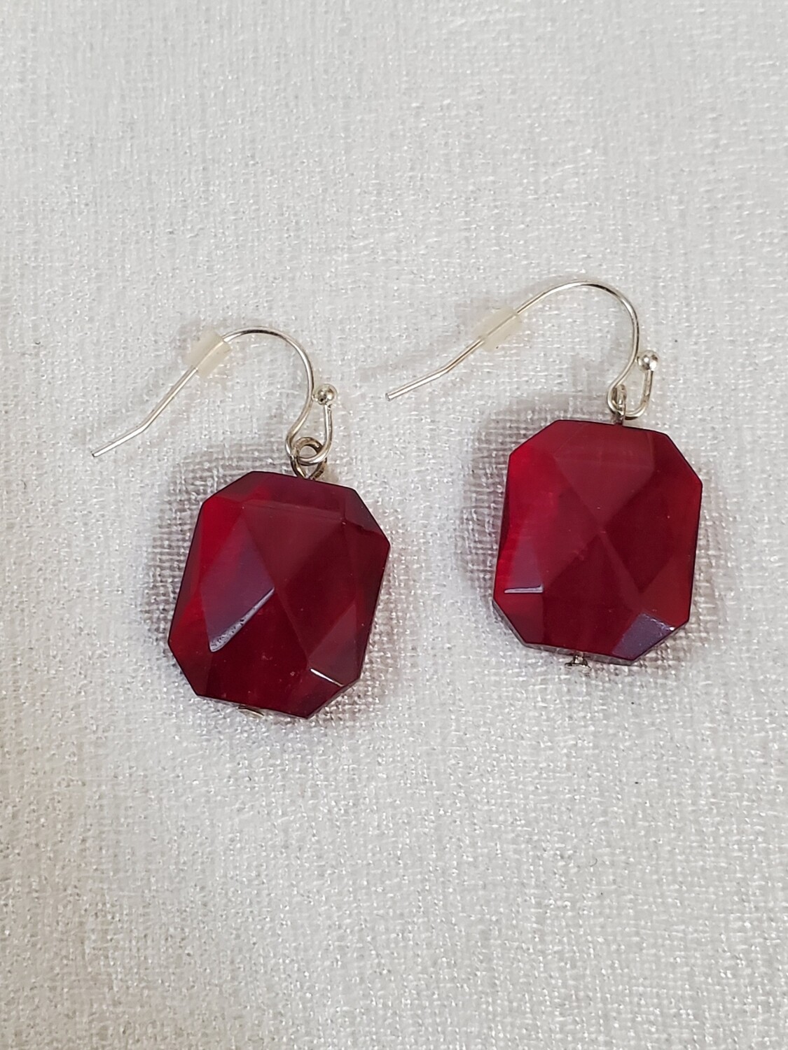 LOFT Red Square Facet Stone Earrings #844