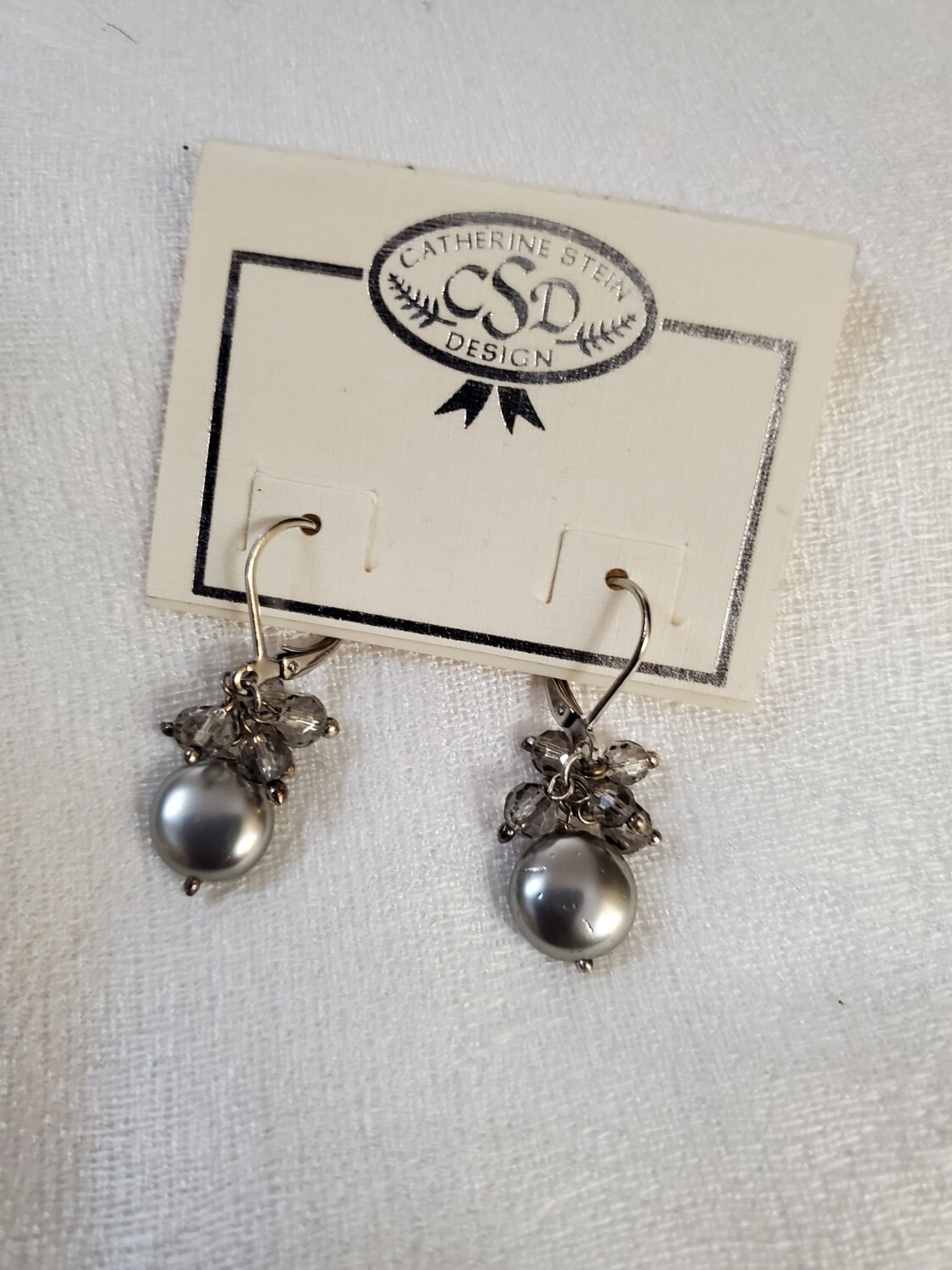 Grey Bead Cluster Earrings #849