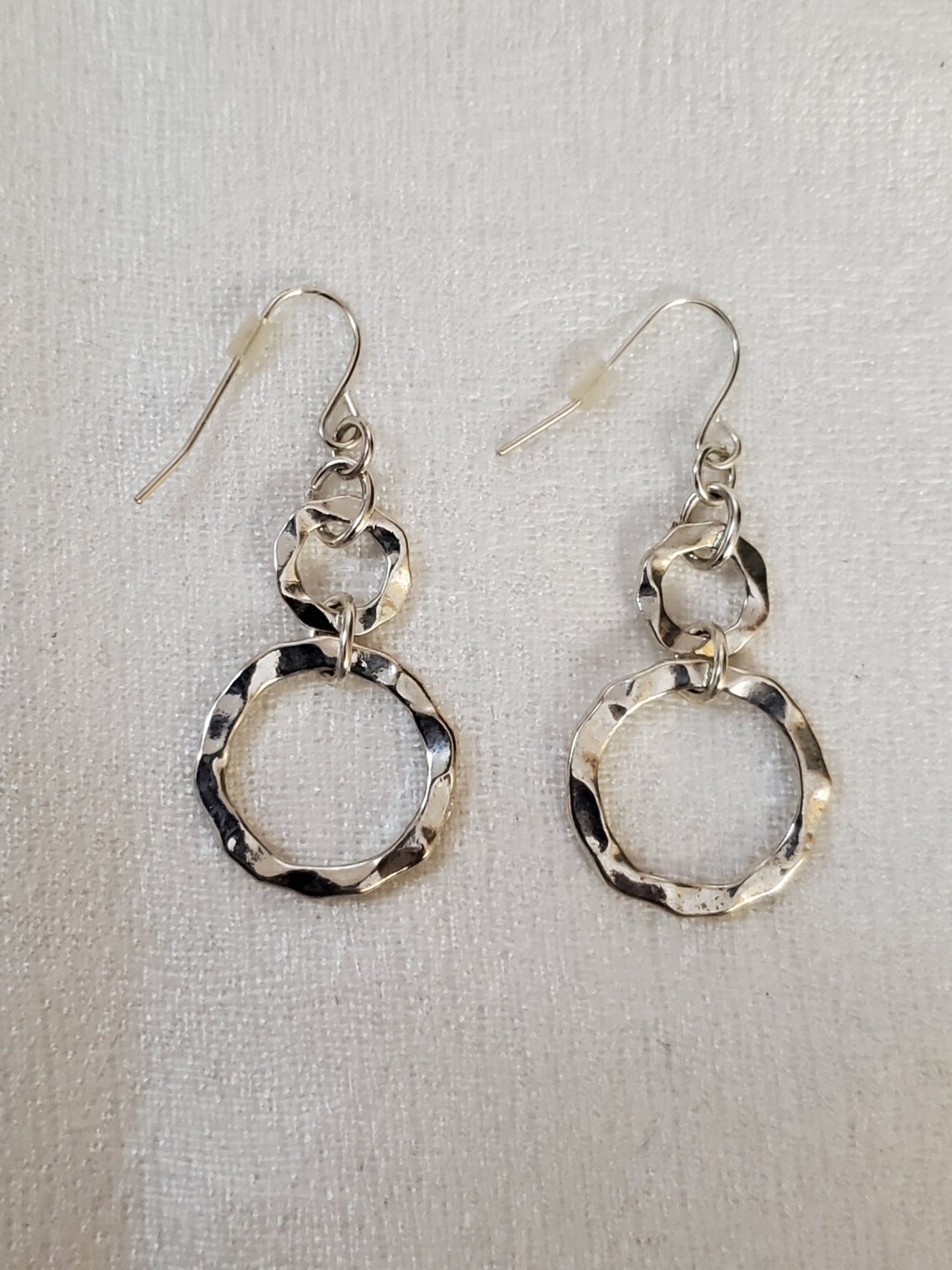 Shiny Silvertone Dangle Hoop Earrings #852