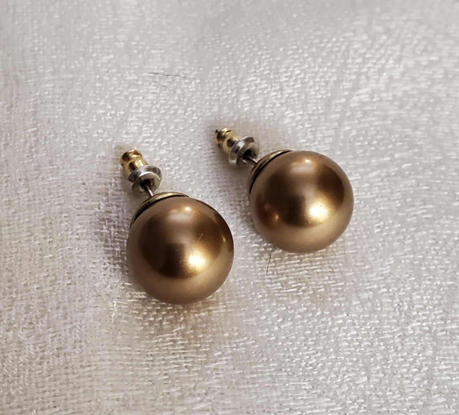 Pearlized Gold Ball Stud Earrings #854