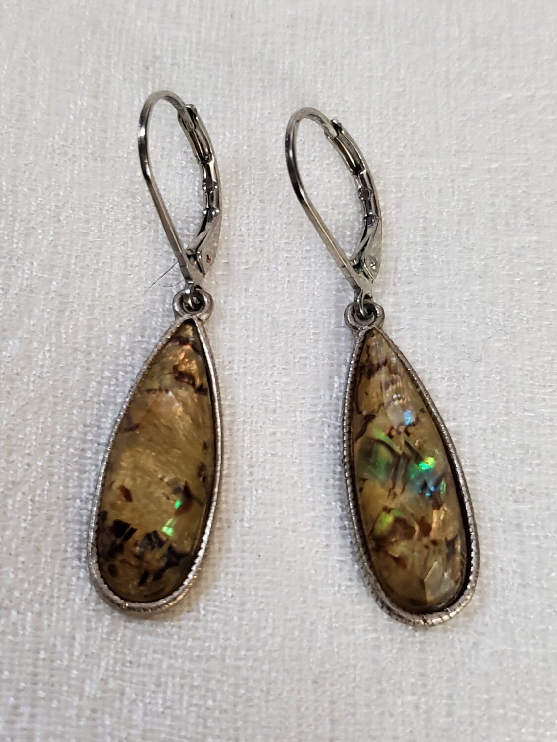 Irridescent Gold Teardrop Earrings #857