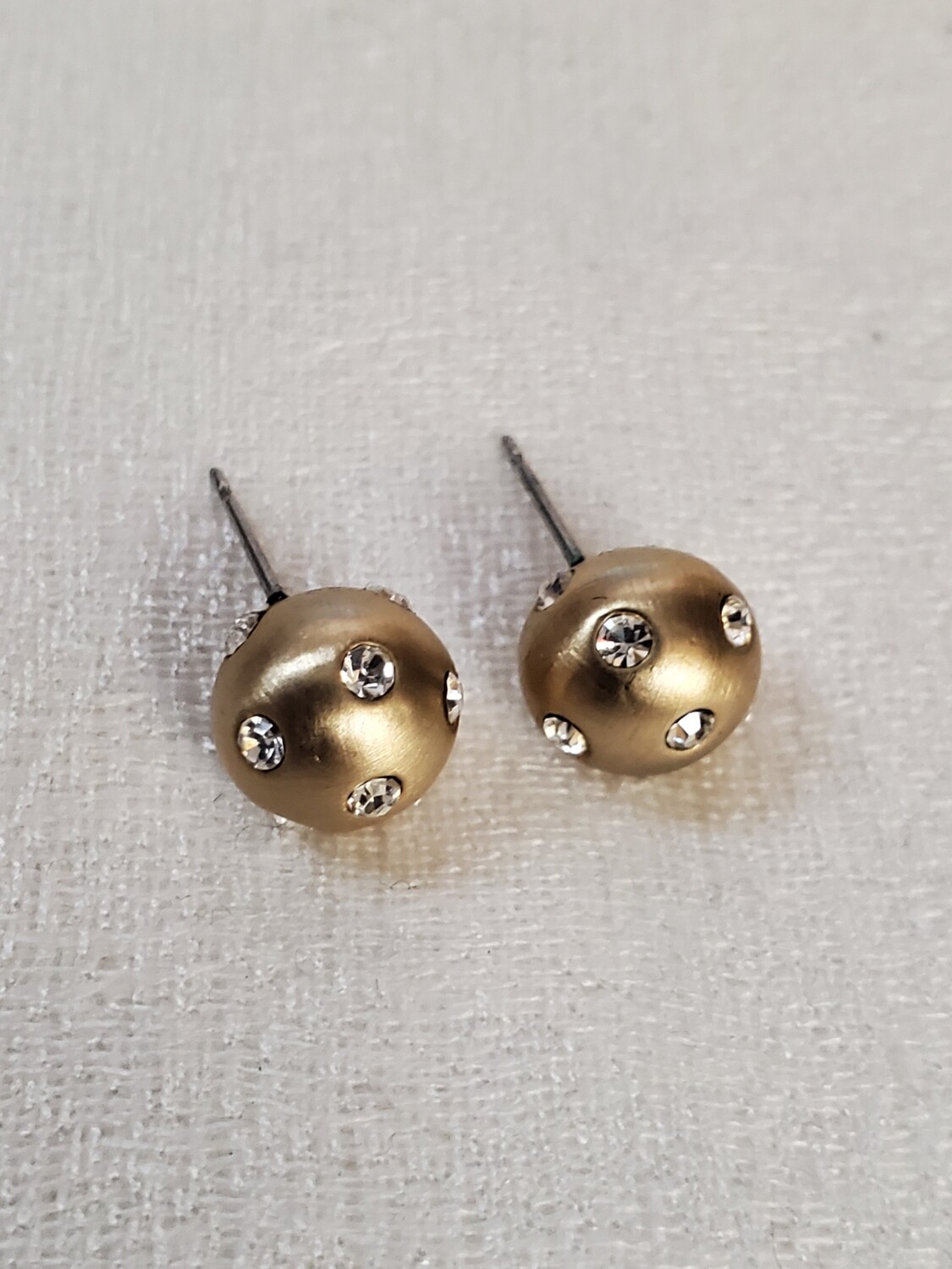 Brushed Gold Rhinestone Stud Earrings #858