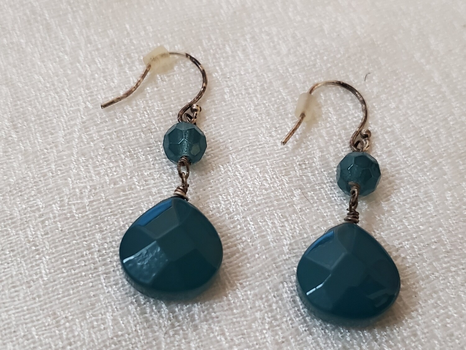 LOFT Teal Bead Teardrop Earrings #866