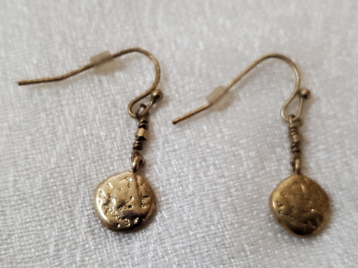 Hammered Gold Disc Earrings #862