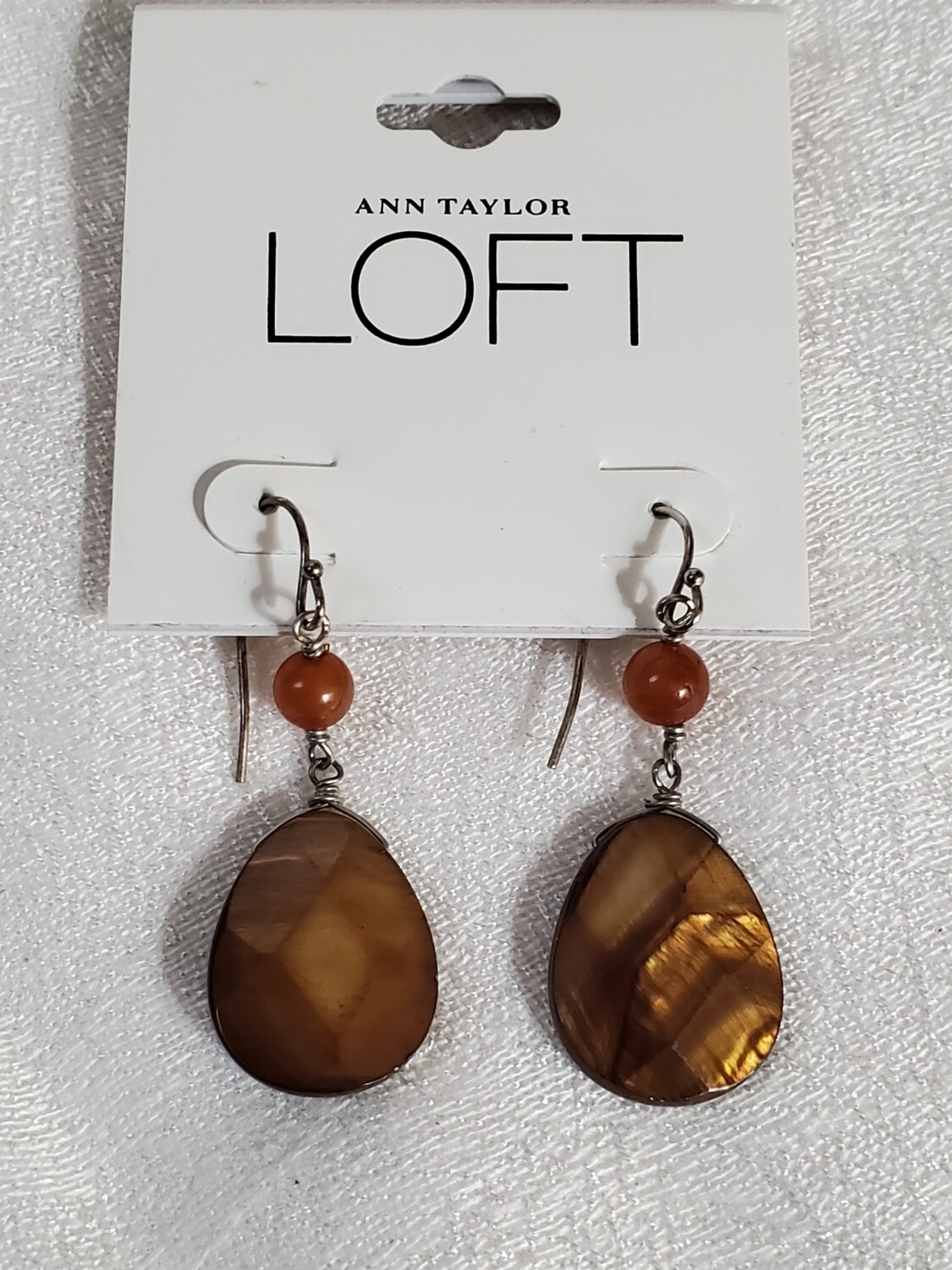 LOFT Brown Stone Teardrop Earrings #875