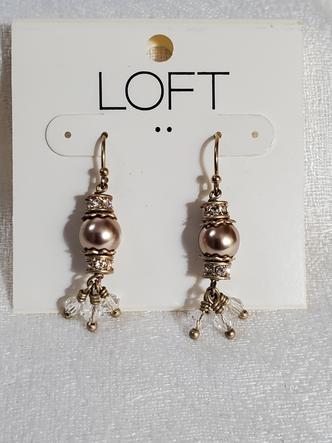 LOFT Gold Rhinestone Drop Earrings #888