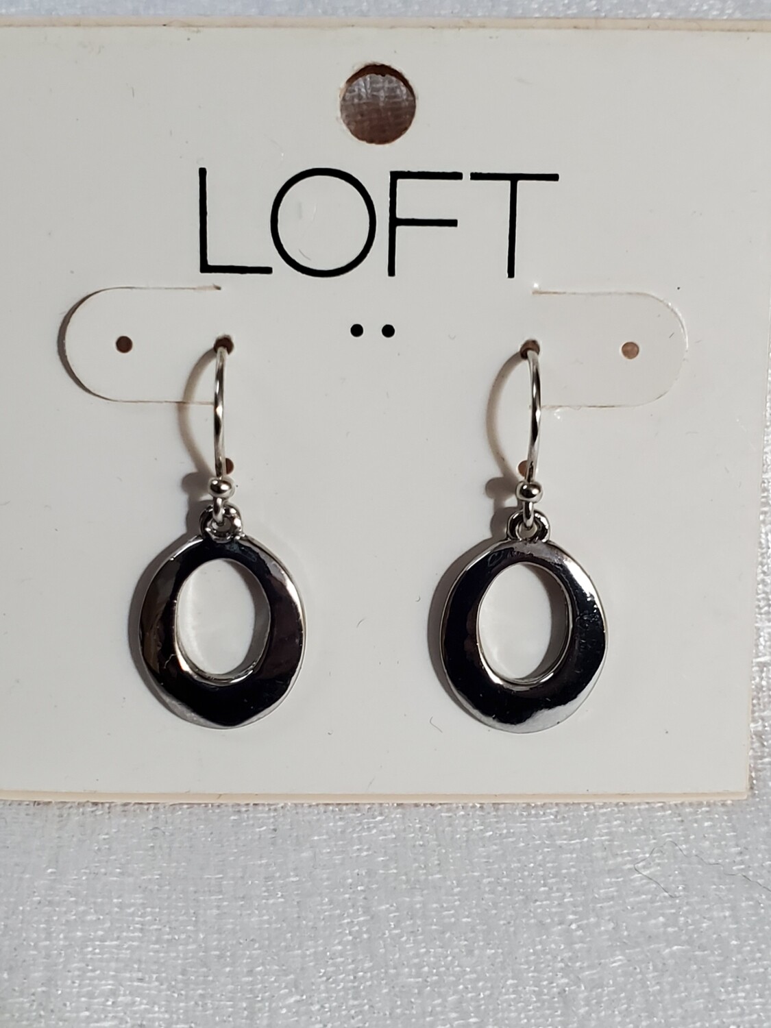 LOFT Shiny Silver Oval Earrings #889
