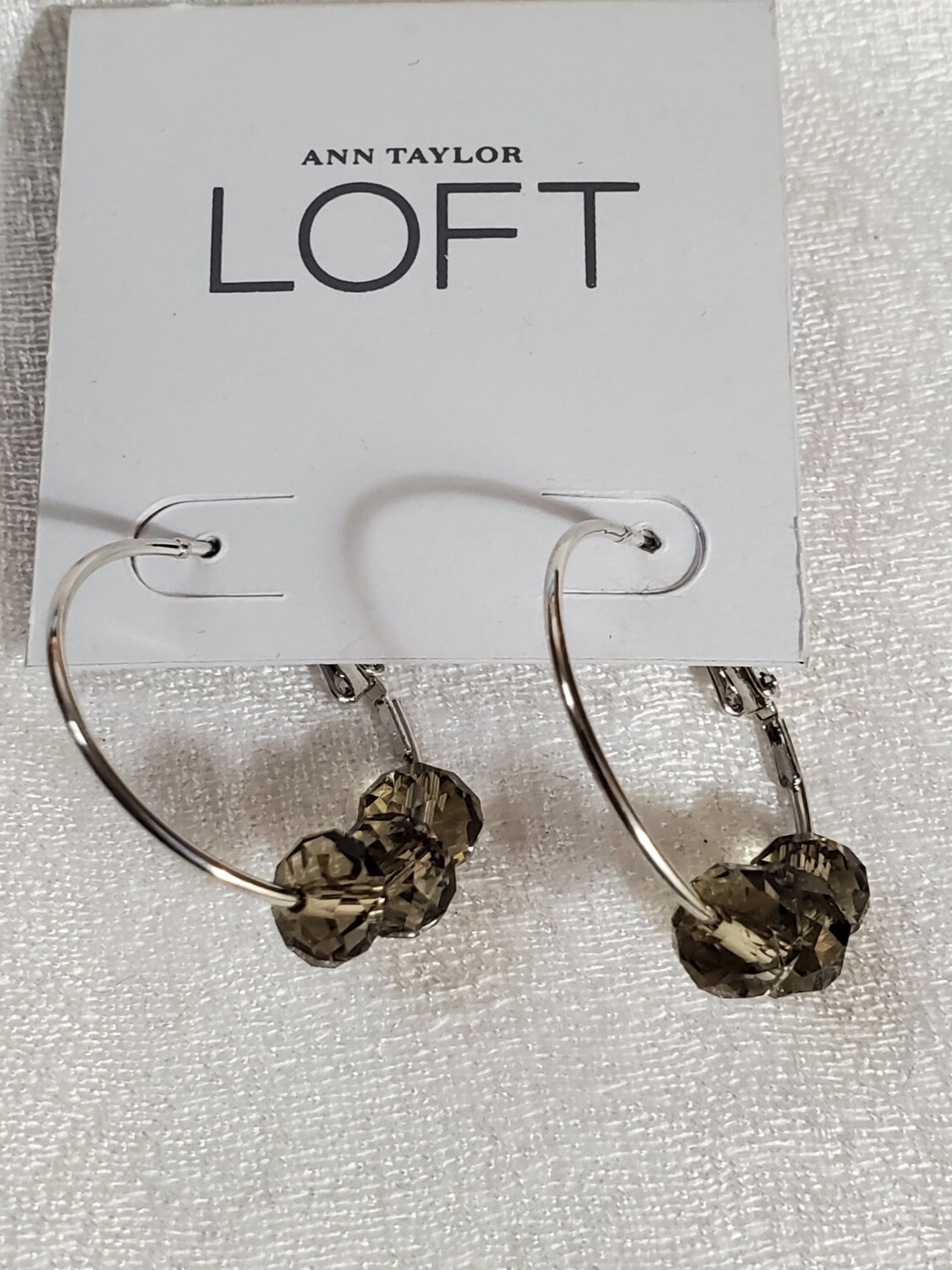 LOFT Silvertone Beaded Hoop Earrings #891