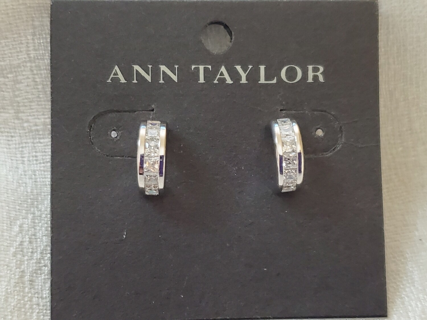 Ann Taylor Silvertone Rhinestone Earrings #899