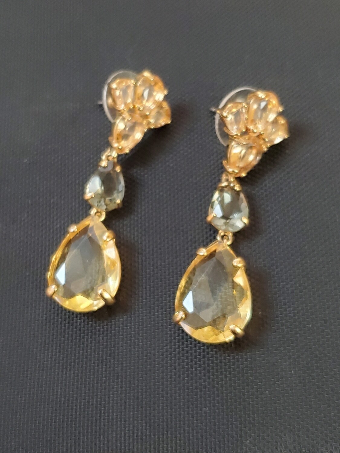 Ann Taylor Yellow Rhinestone Drop Earrings #900