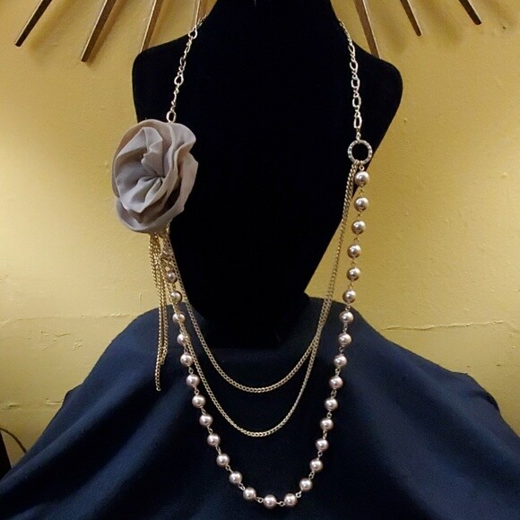 LOFT Champagne Bead Multistrand Necklace #102