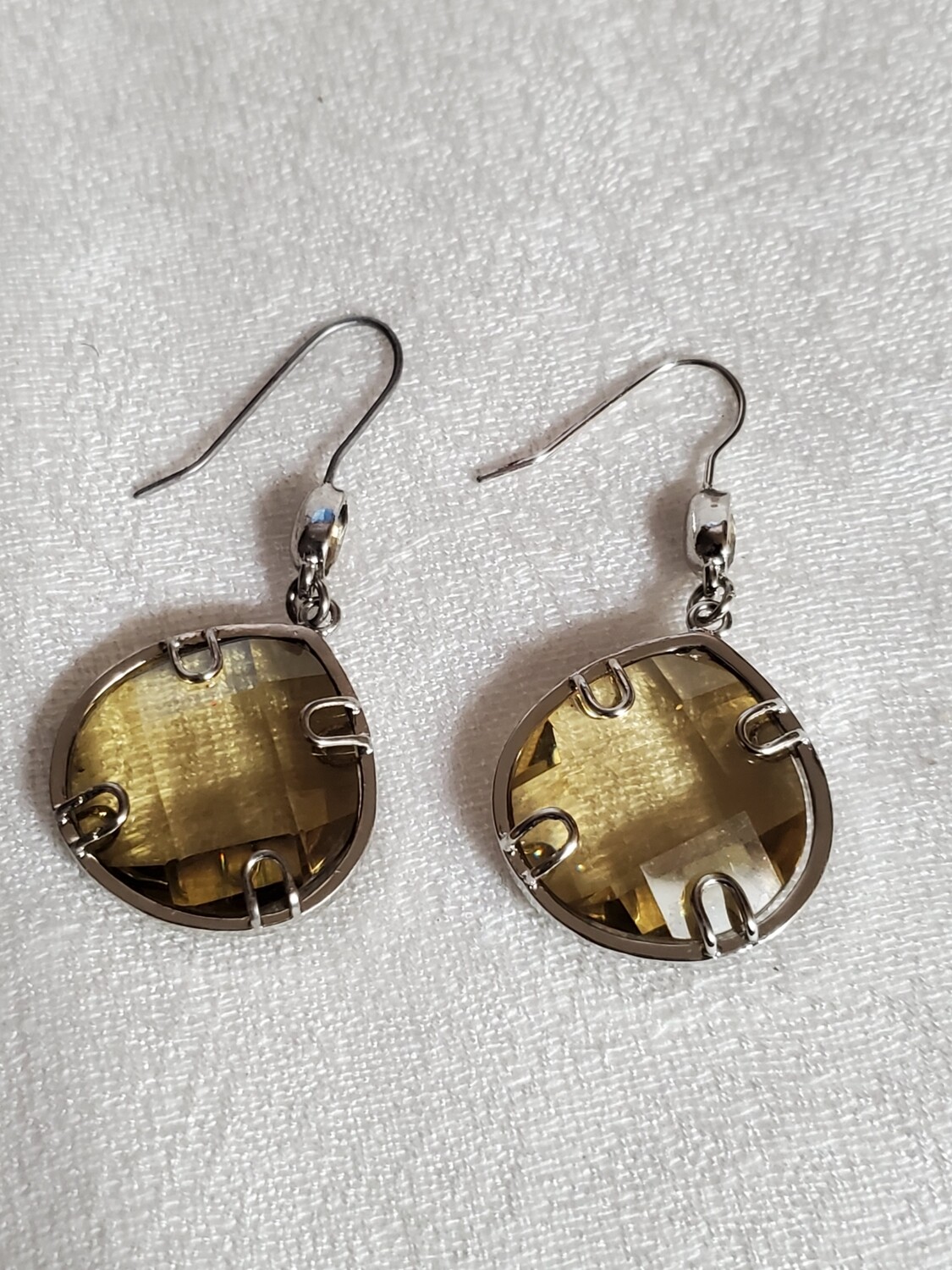 LOFT Silvertone Crystal Teardrop Earrings #961