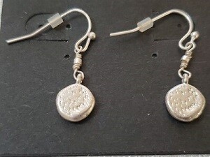 Hammered Silver Disc Earrings #861