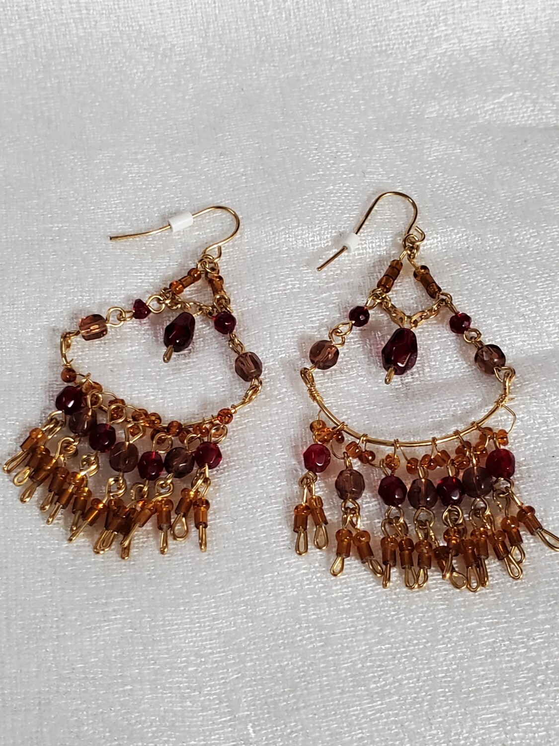 Red and Gold Chandelier Earrings #987