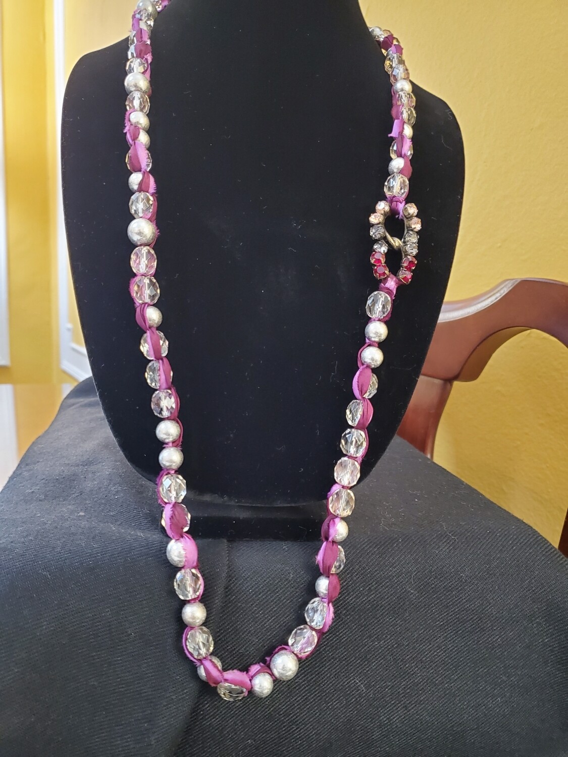LOFT Purple Ribbon Rhinestone Necklace #999
