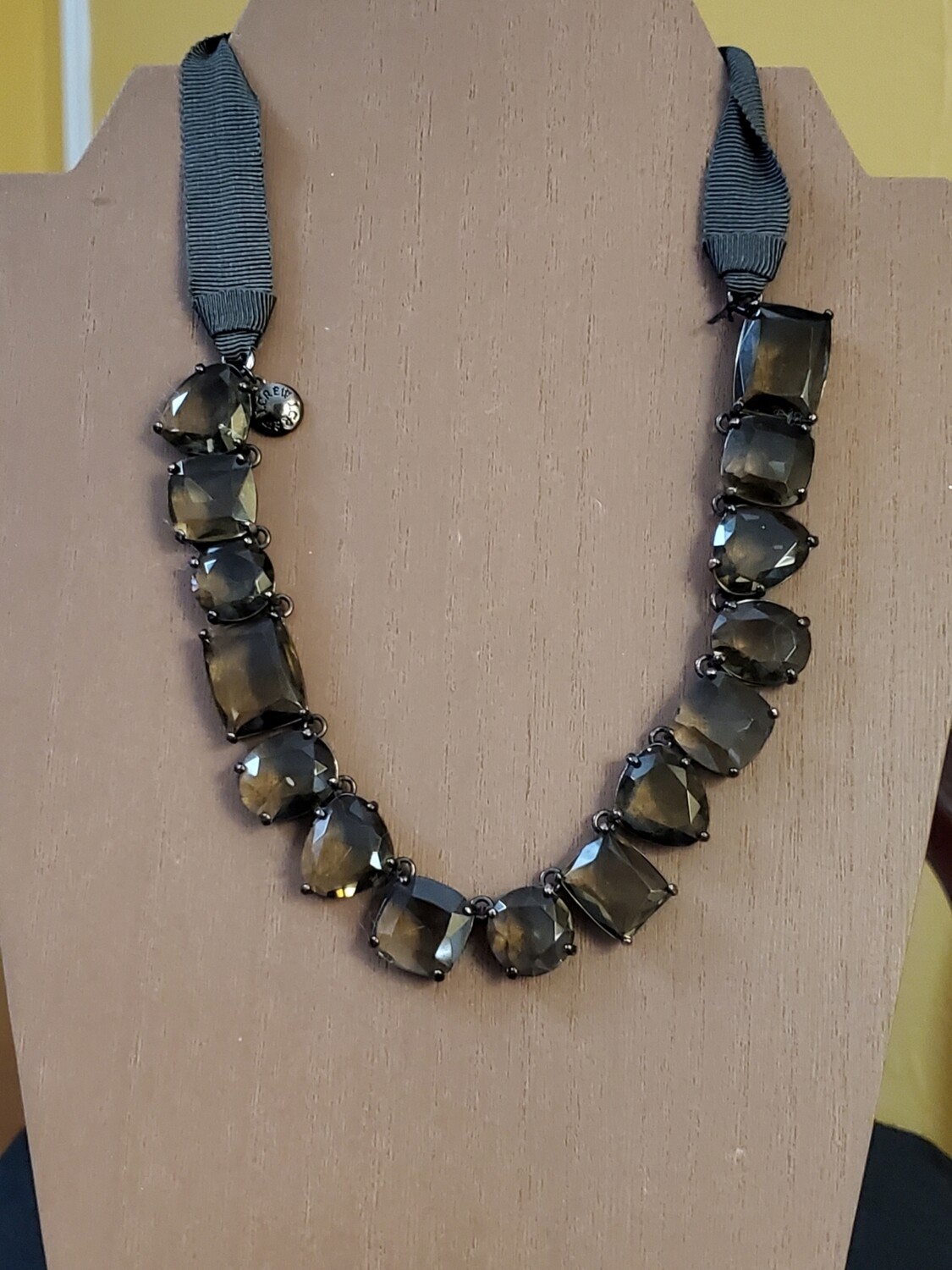 J. Crew Smoky Grey Stone Ribbon Necklace #1009