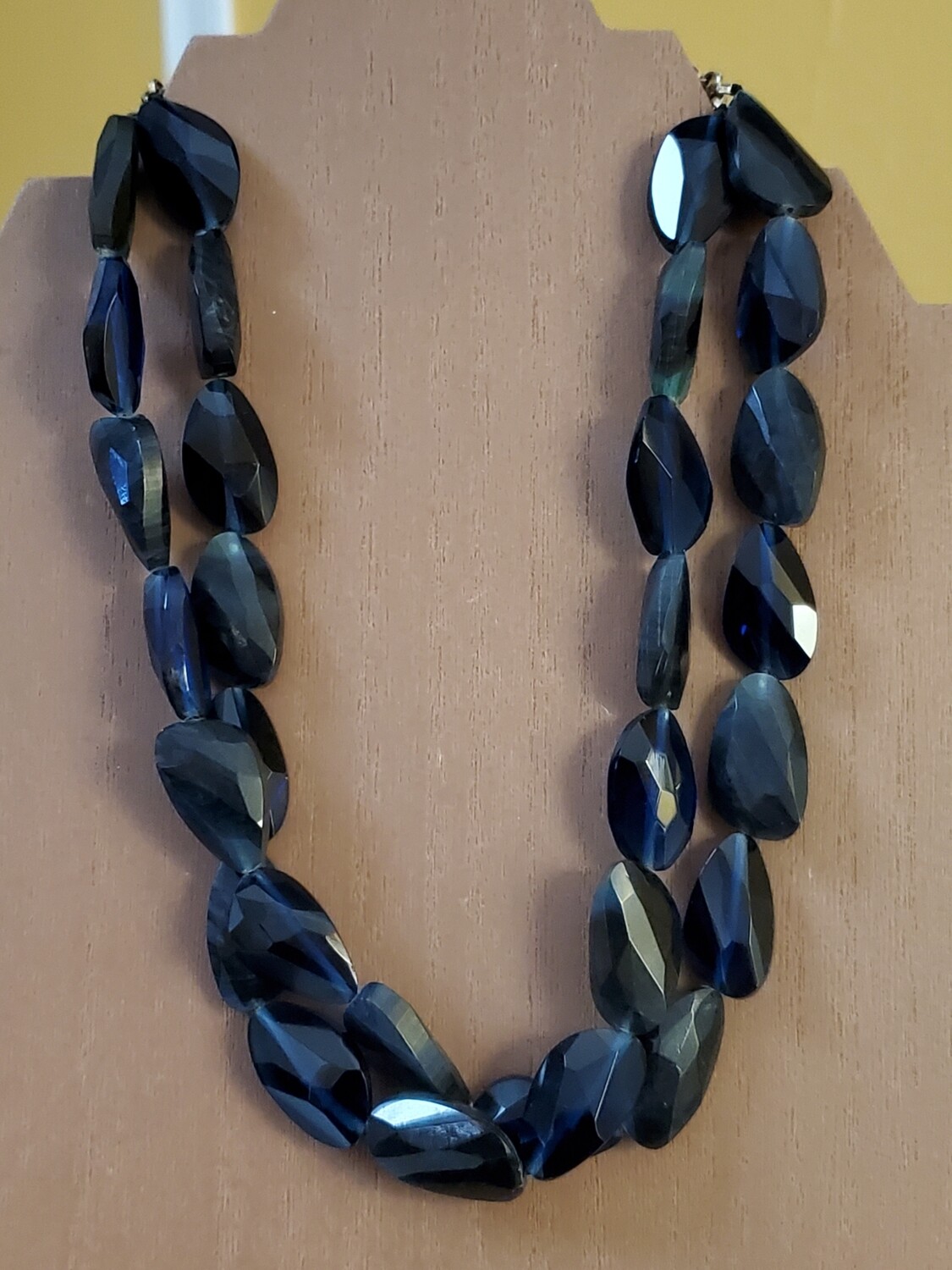 Blue Facet Stone 2-Strand Necklace #1012