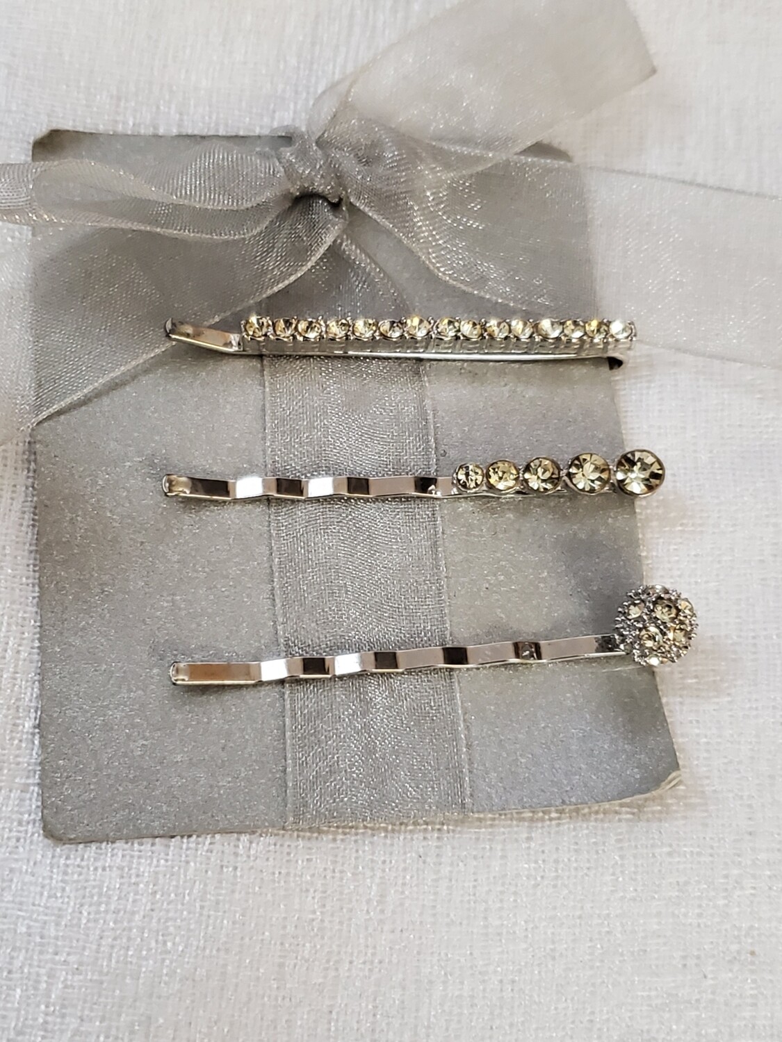 Silvertone Rhinestone Hair Pins #1021