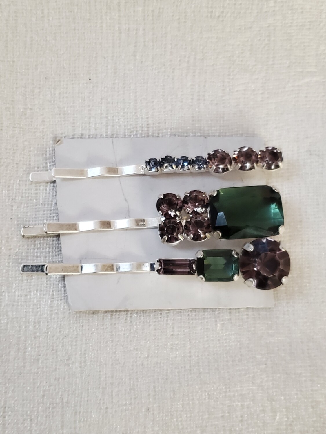 LOFT Green Rhinestone Hair Pins #1031