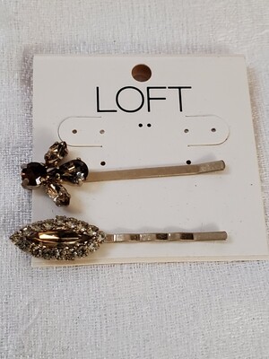 LOFT Goldtone Rhinestone Hair Pins #1028