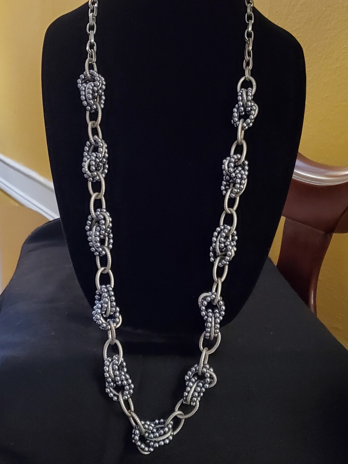 LOFT Silver Bead Cluster Necklace #1052