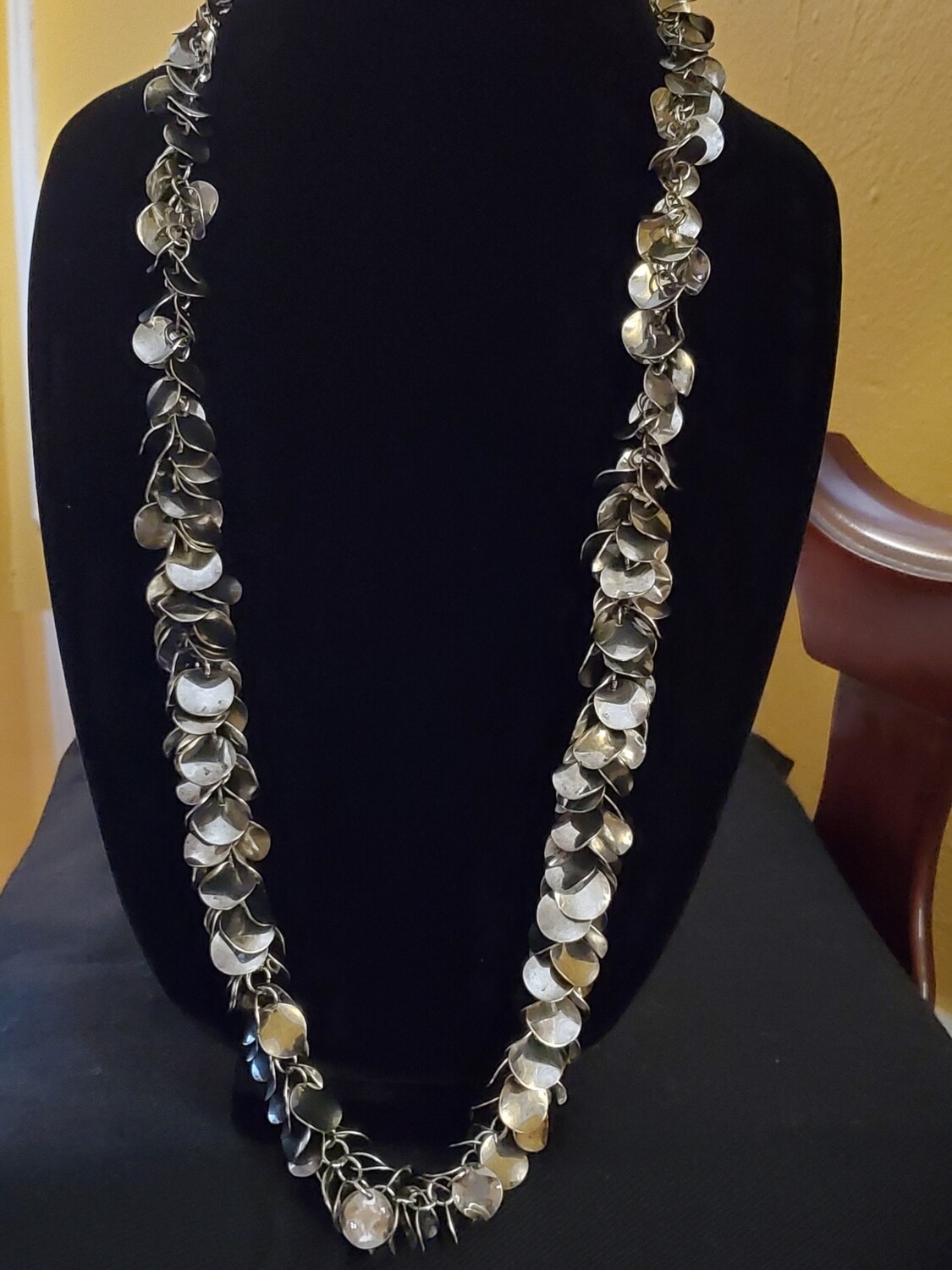LOFT Silvertone Shimmer Disc Necklace #1050