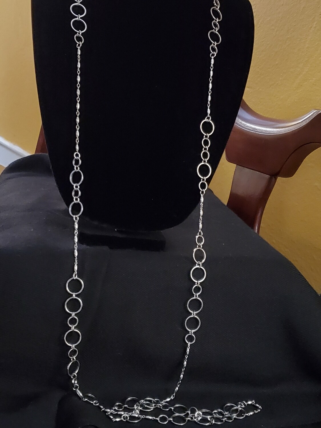 LOFT Long Silvertone Chainlink Necklace #1074
