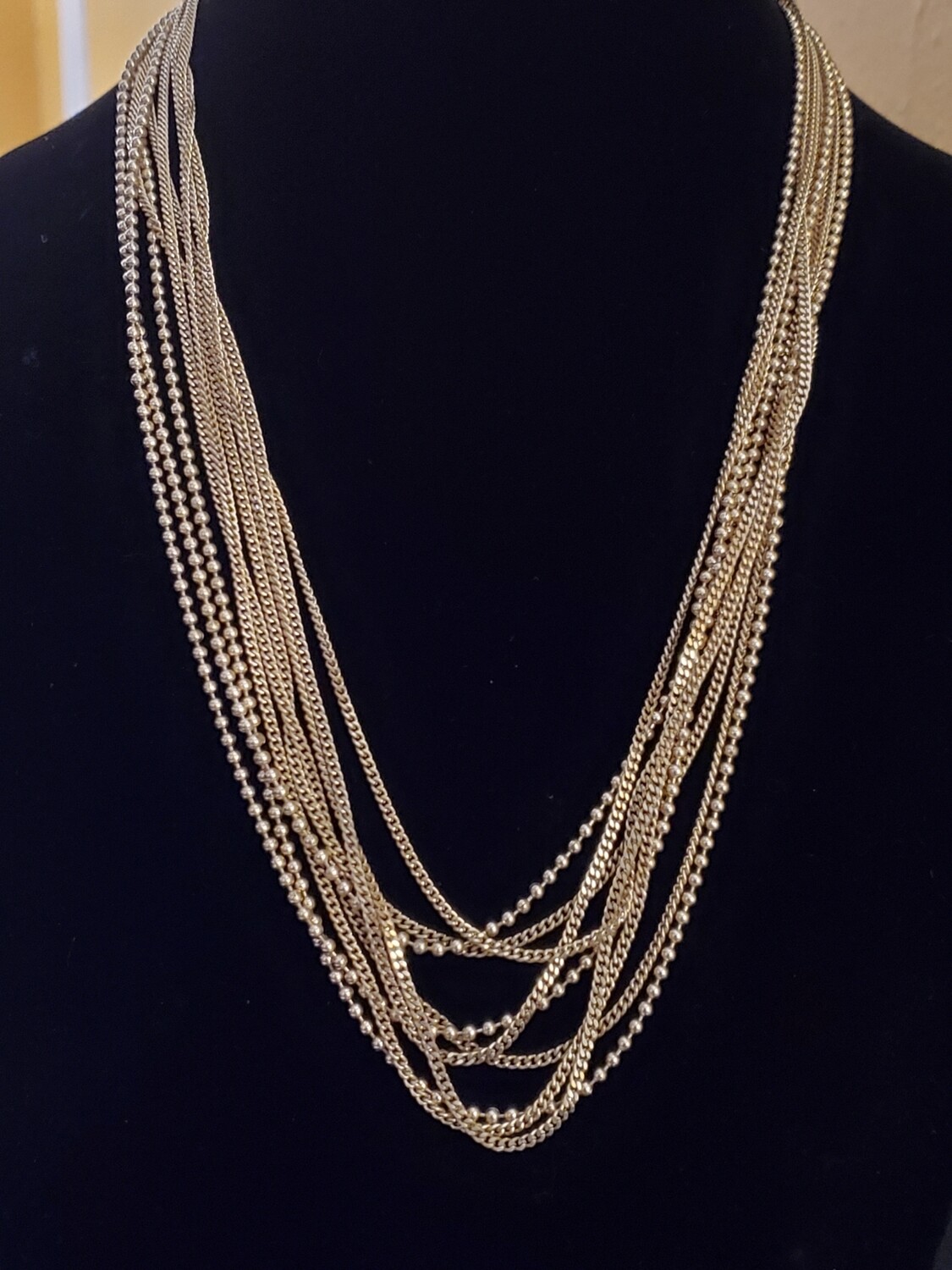 Multistrand Goldtone Chainlink Necklace #1082