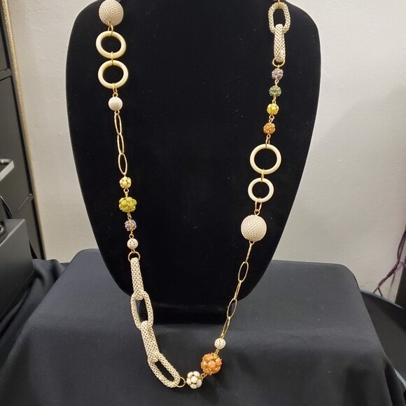 Cream &amp; Mesh Bead Necklace #1416